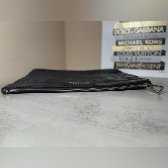 Jimmy Choo Oversized Derek Clutch Wrislet Black Leather Studded Star Bag - Picture 12 of 17